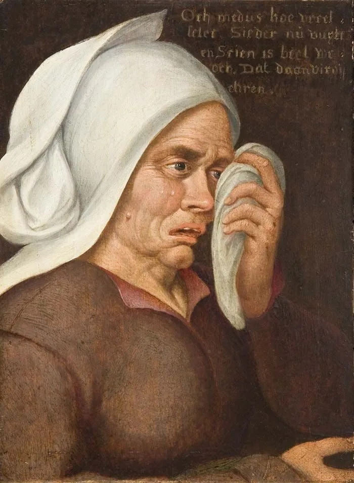 Portrait of a weeping peasant, Pieter Balten