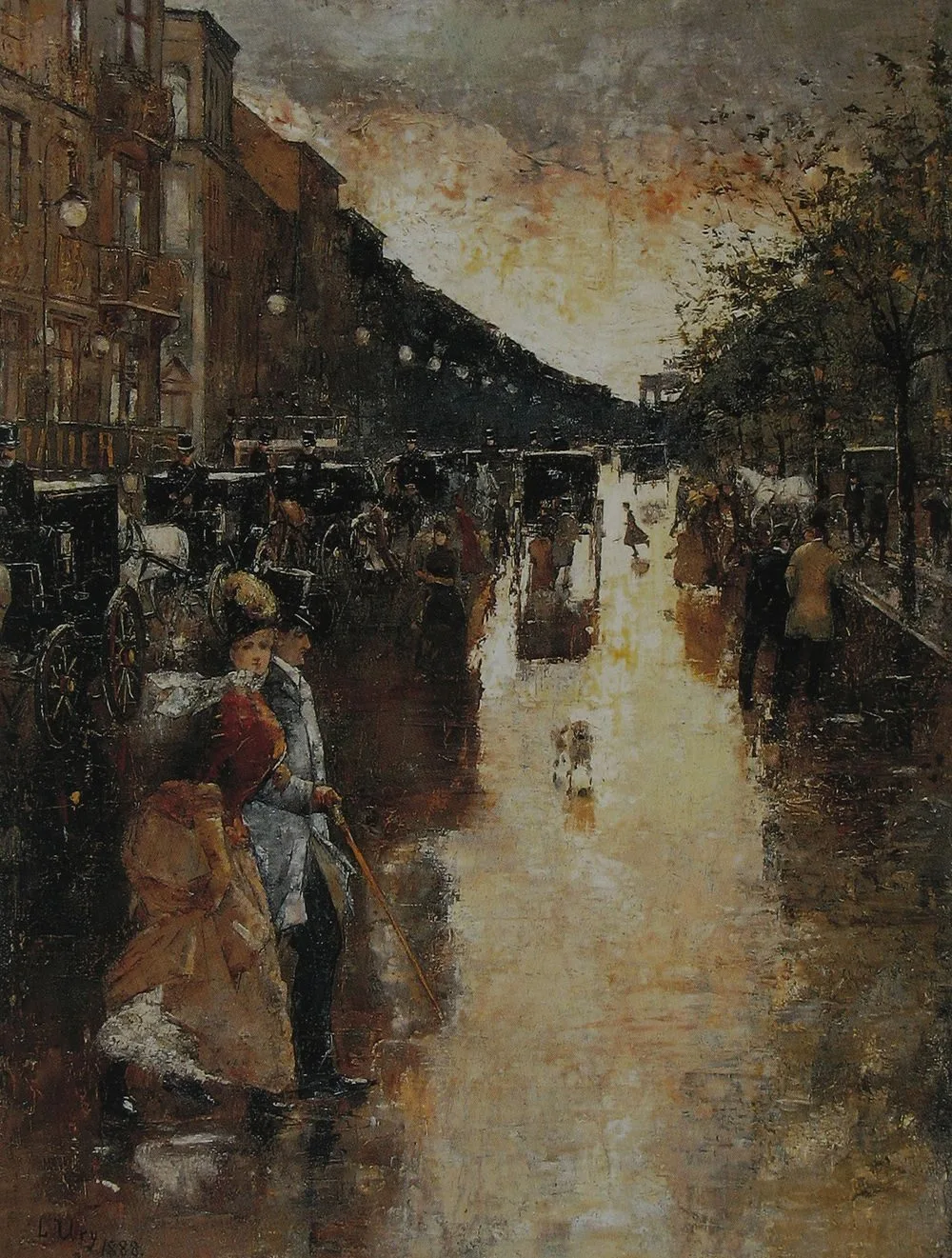 Unter den Linden after the Rain, Lesser Ury