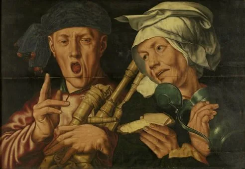 The bagpipe player and the merry woman, Jan Sanders van Hemessen