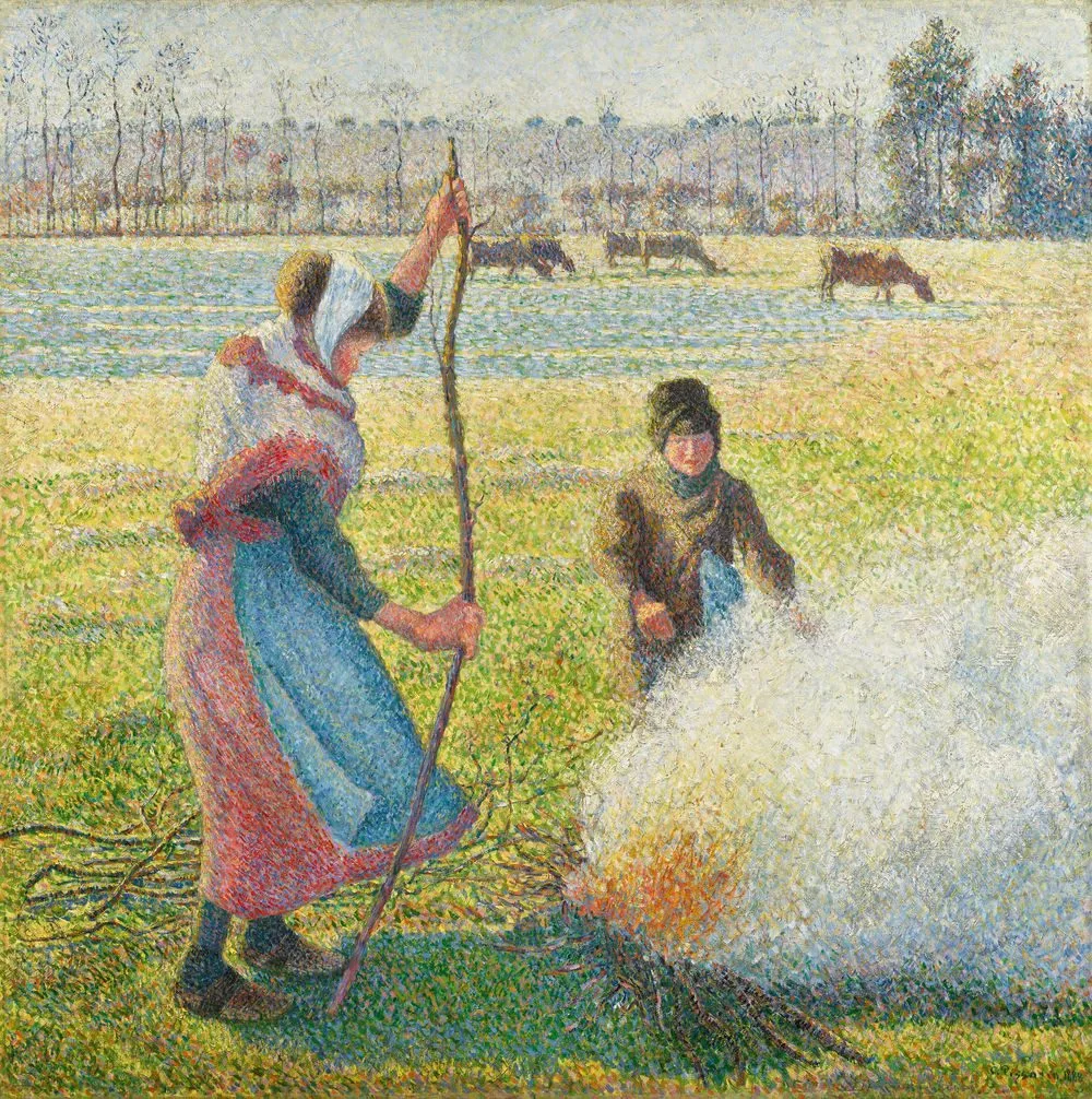 Hoar-Frost, Peasant Girl Making a Fire, Camille Pissarro
