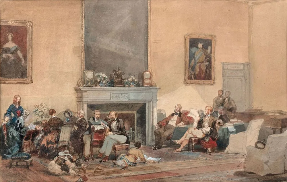 La famille d’Orléans en exil dans le salon de Claremont House, Eugène Lami