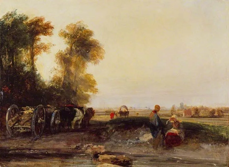 Landscape with Timber Waggon, Richard Parkes Bonington