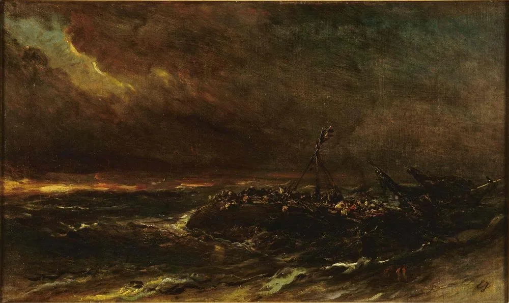 Naufrage du trois-mâts Emily en 1823, Eugène Isabey