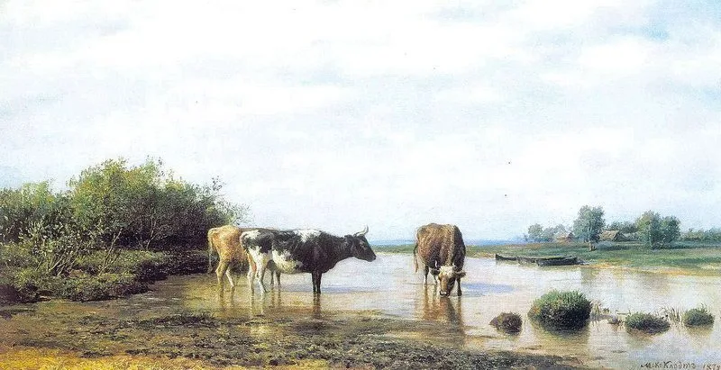 Cows at the watering, Mikhail Clodt von Jürgensburg