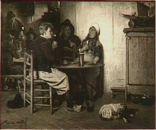 Domino-spelend vissers, genaamd ‘Dubbel-blank’, Petrus Van der Velden