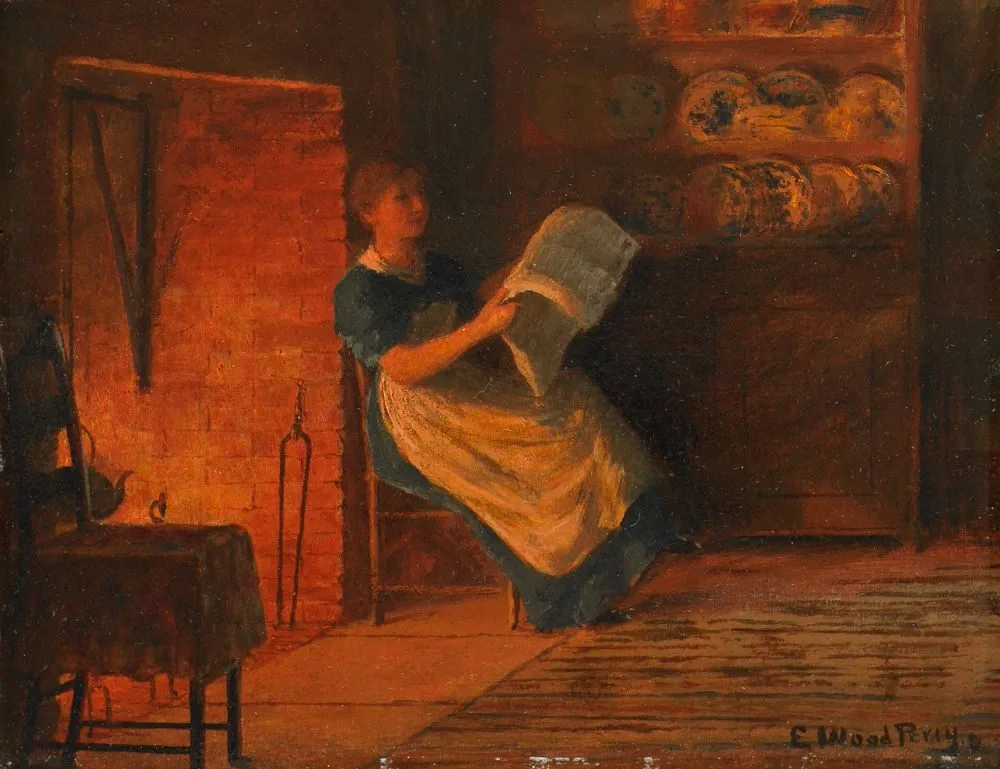 Reading by the Fire, Enoch Wood Perry, Jr.