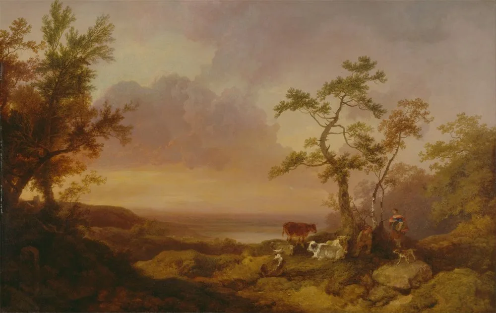 Landscape with Cattle and Peasant, Philip James de Loutherbourg