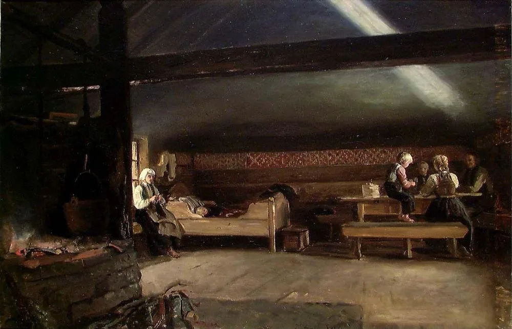 Farm Interior at Vikøy, Adolph Tidemand