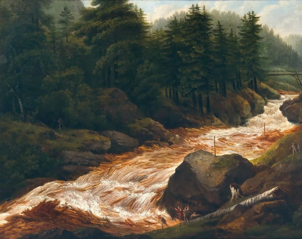 Loggers at a Mountain Torrent, Franz Scheyerer