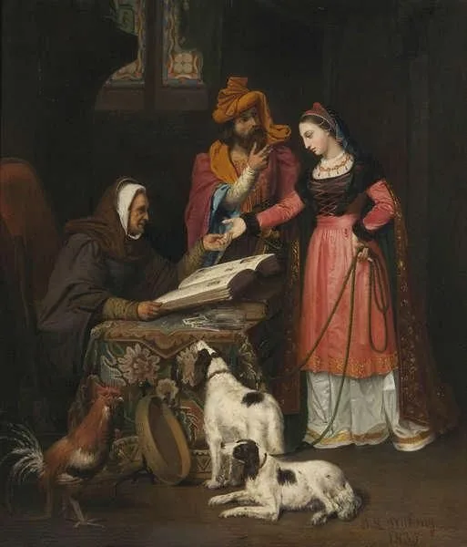 Isabeau of Bavaria and the Duke of Burgundy consulting a necromancer, Jean-Louis Dulong