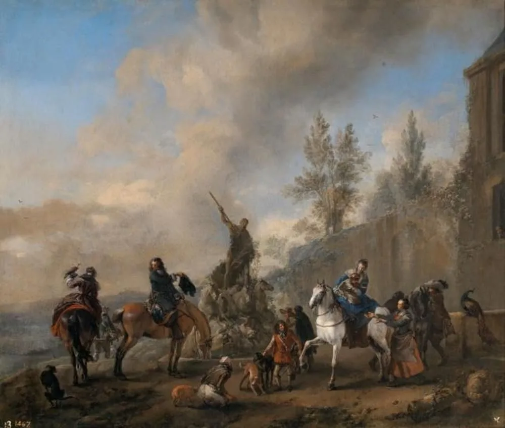 Falconers setting out on a Hunt, Philips Wouwerman