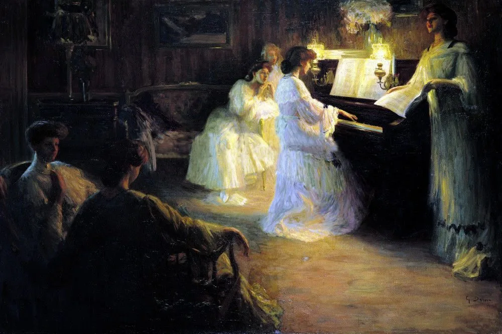Young girls at the piano, Gabriel Deluc