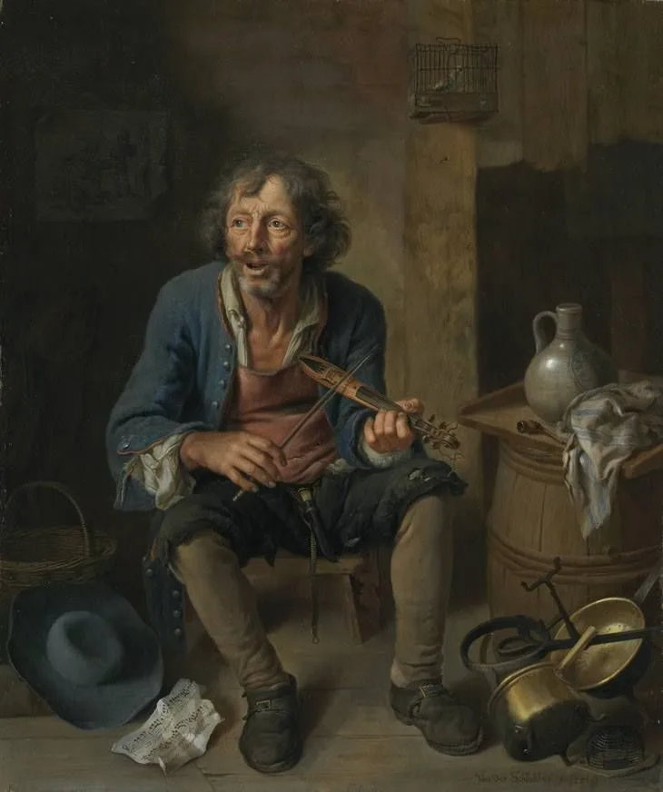 Beggar playing the pochette, Johann Philipp von der Schlichten