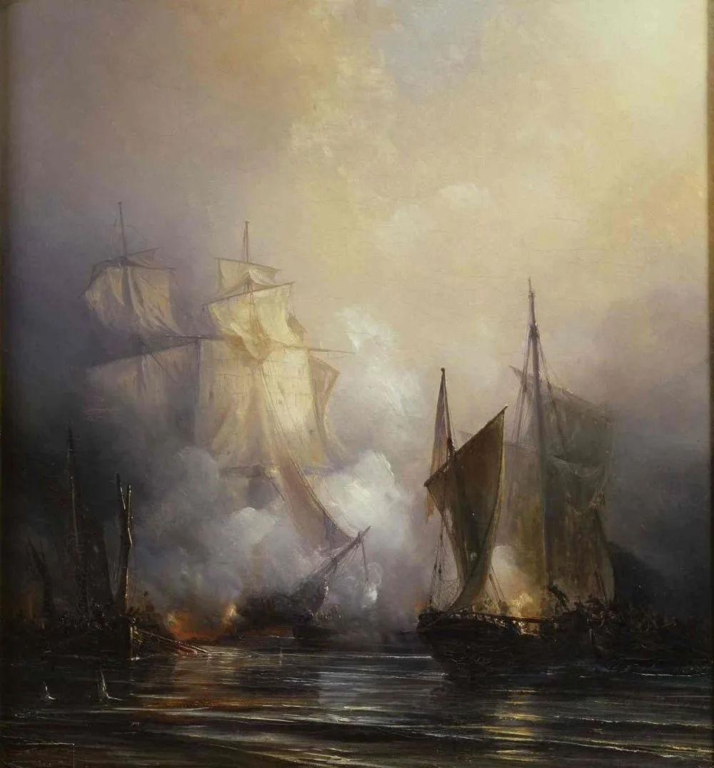 La Poursuivante forçant le pertuis d’Antioche, Théodore Gudin