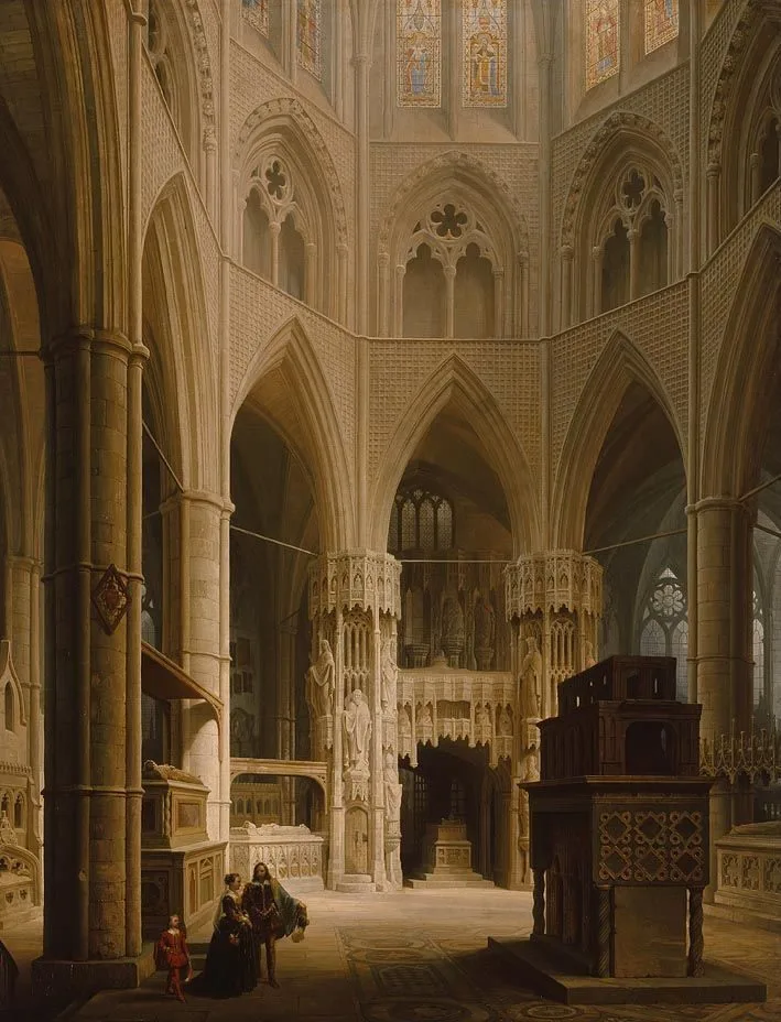 Der Chor der Westminster Abbey in London mit dem Grabmal Eduards des Bekenners, Max Emanuel Ainmiller