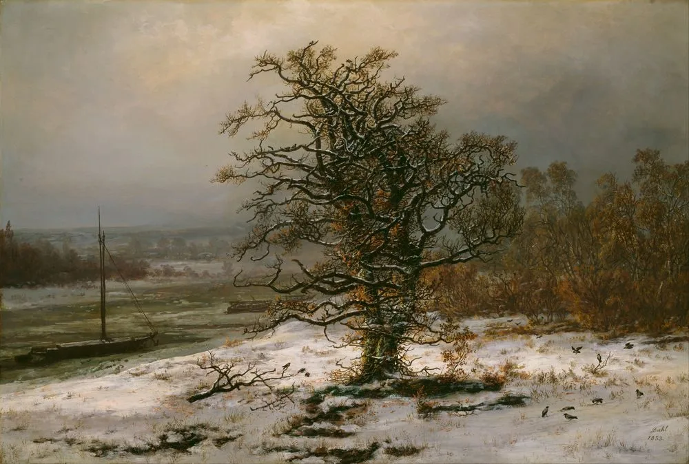Oak Tree by the Elbe in Winter, Johan Christian Dahl