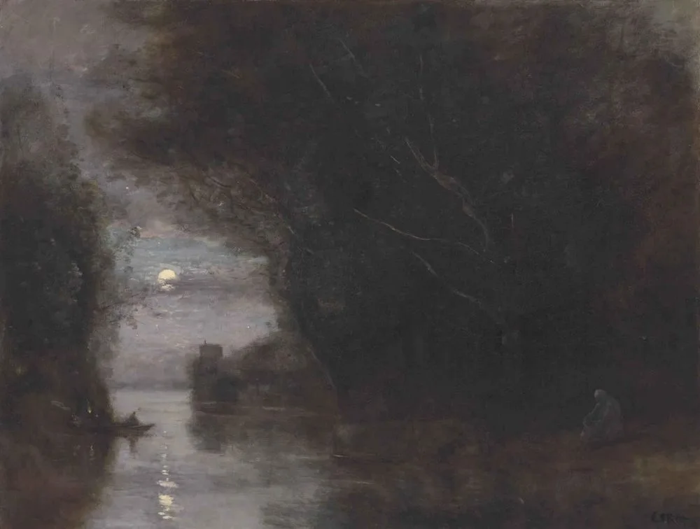 Moonlight landscape, Jean-Baptiste Camille Corot