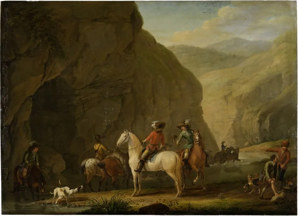 Mountain Landscape with a Hunting Party, Johann Georg Pforr