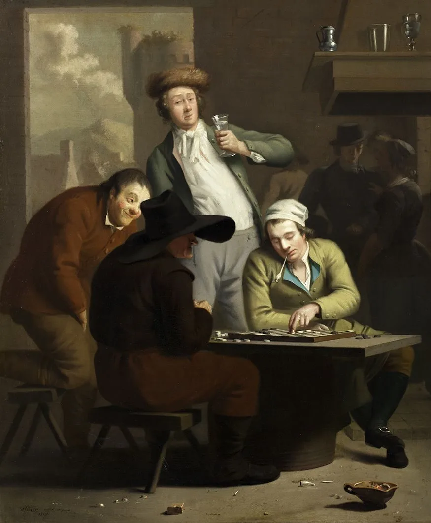 Damspelers in een herberg, Willem Bartel van der Kooi