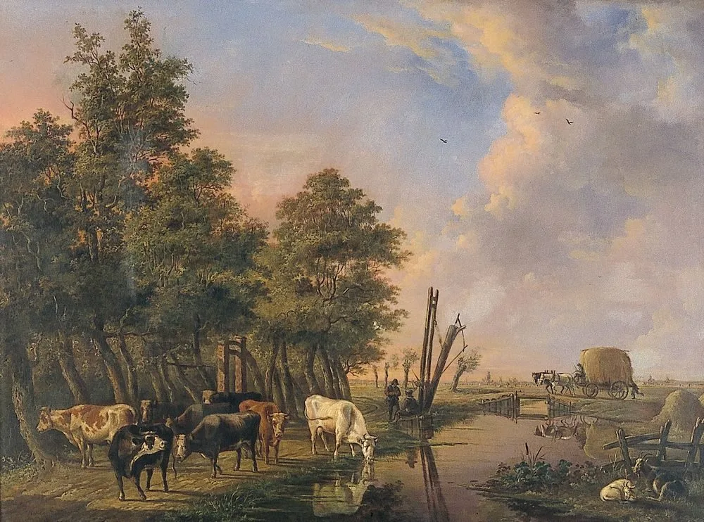 Koeien aan een landweg in de buurt van Rotterdam, Jan Kobell