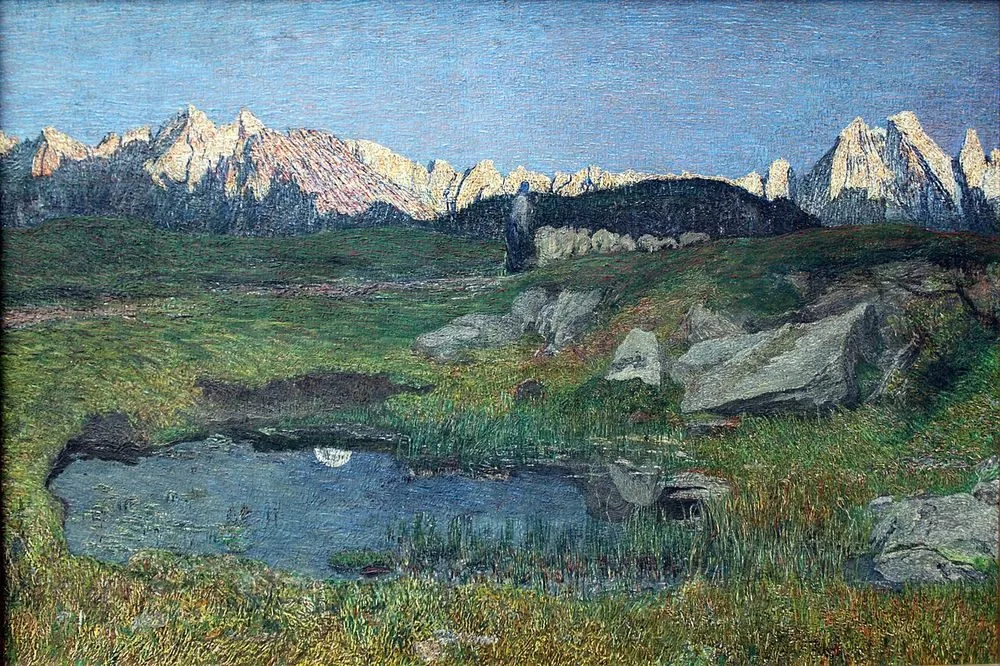 Alpine Landscape at Sunset, Giovanni Segantini