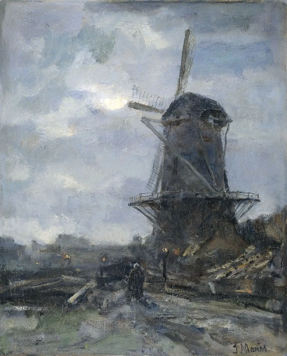 Windmill by moonlight, Jacob Maris