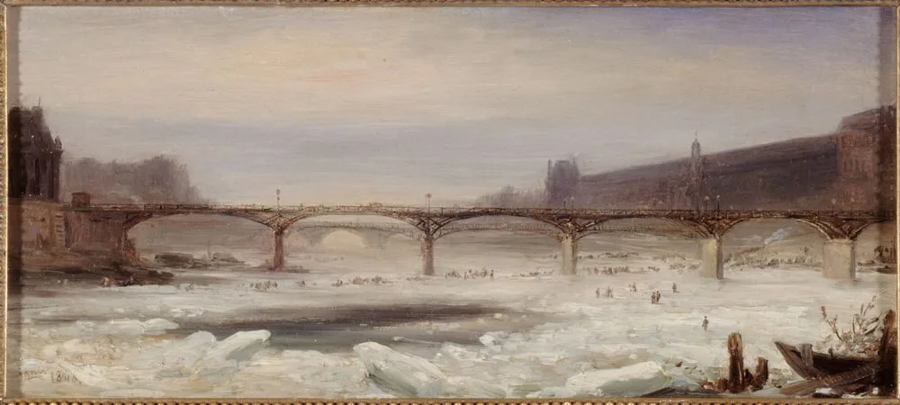 La Seine et le Pont des Arts, en janvier 1848, Jean-Jacques Champin