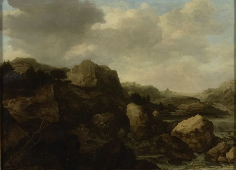 a river landscape in Norway, Allaert van Everdingen