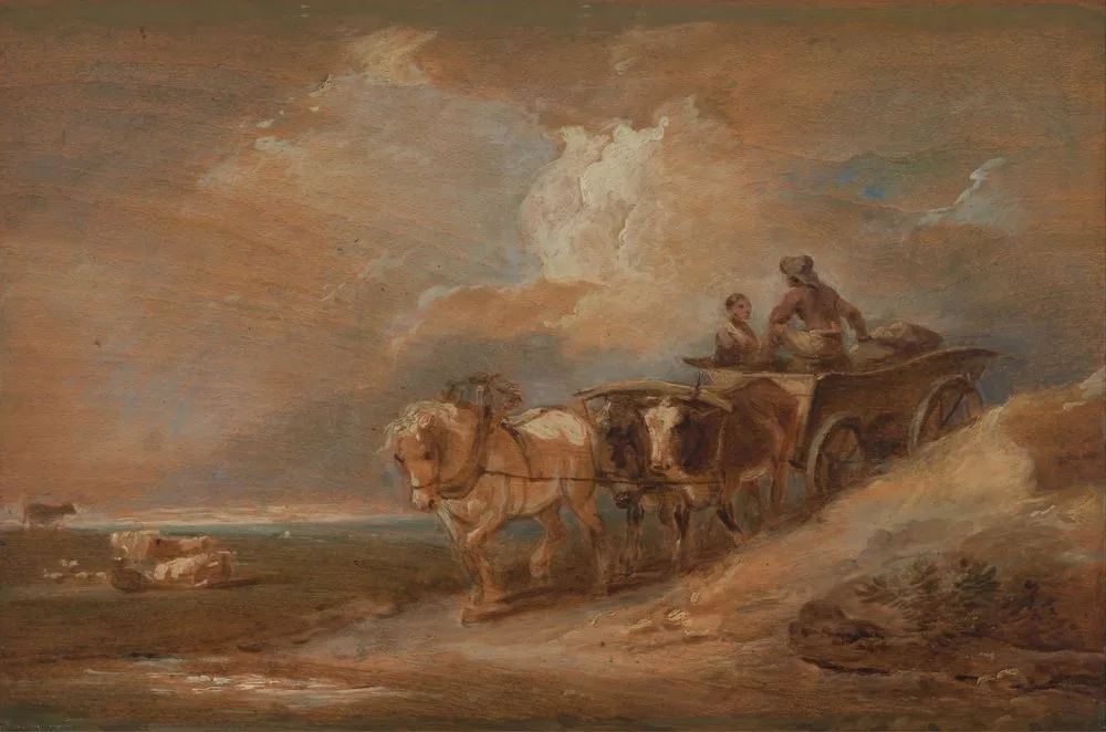 Landscape with Horse and Oxen Cart, Philip James de Loutherbourg