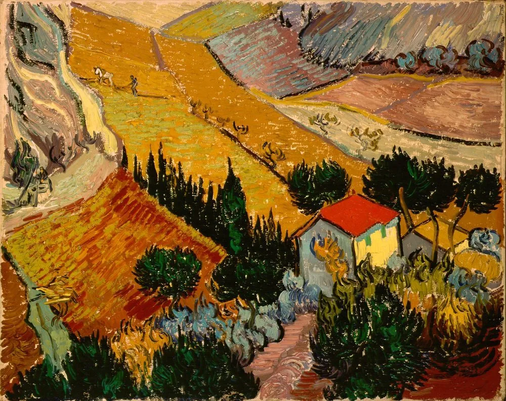 Landscape with House and Ploughman, Vincent van Gogh