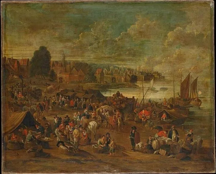 Fish Market in a Port, Pieter Casteels II
