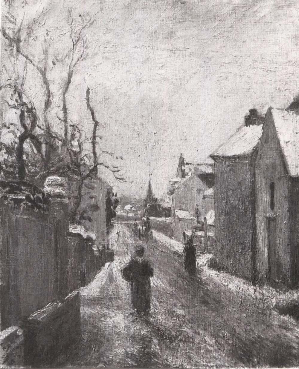 Rue de l’Hermitage, Pontoise, Effect of Snow, Camille Pissarro