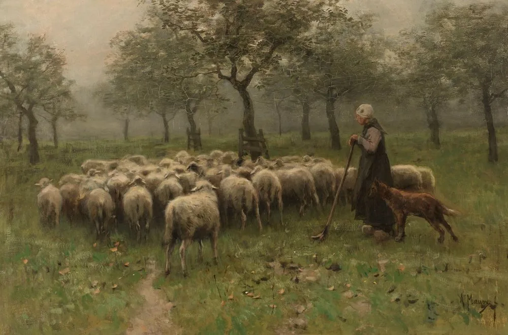 Shepherdess with a Flock of Sheep, Anton Mauve