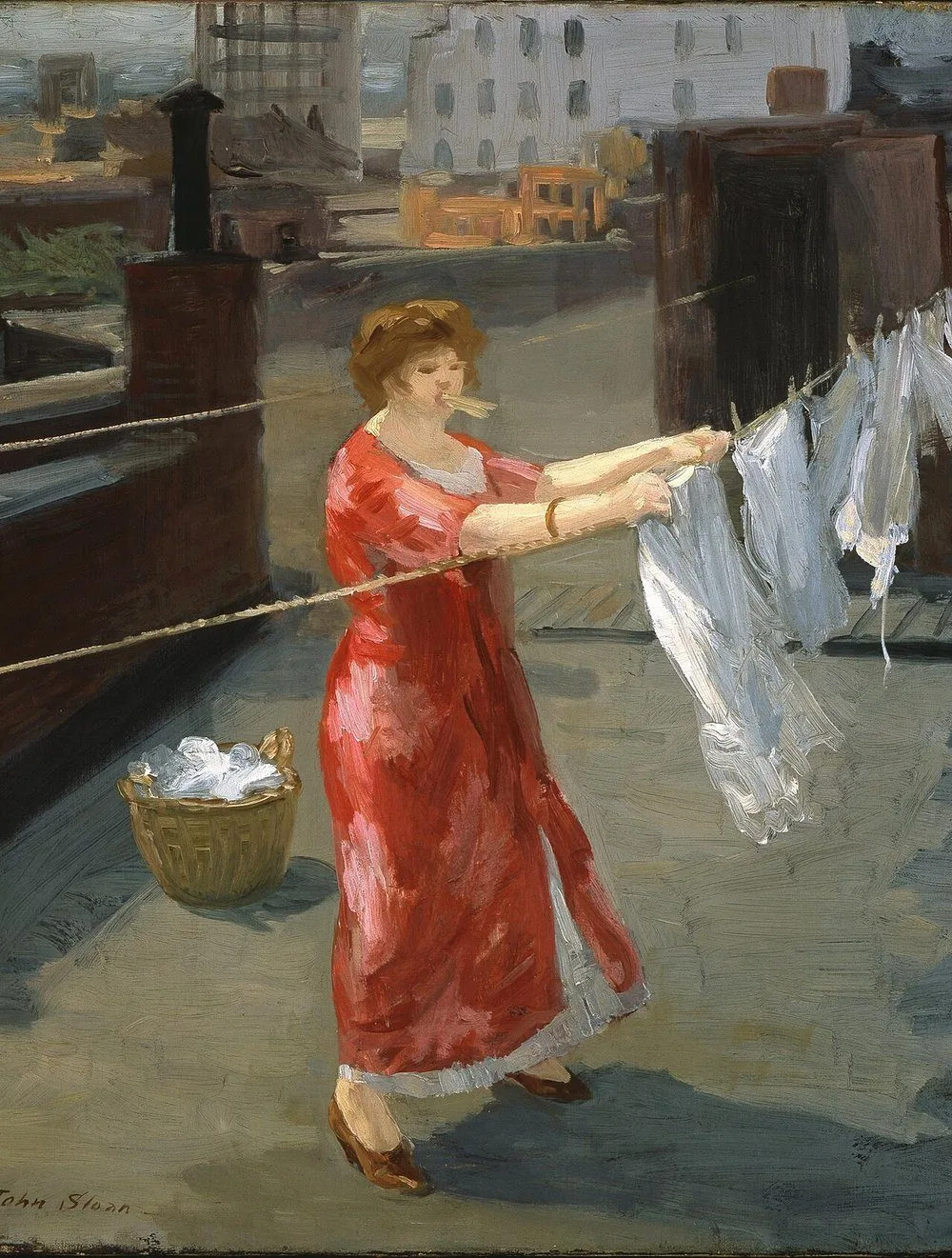 Red Kimono on the Roof, John Sloan
