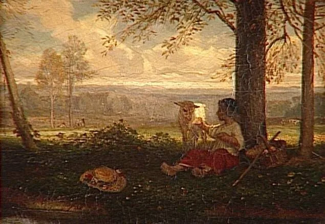Enfant donnant à manger à un mouton