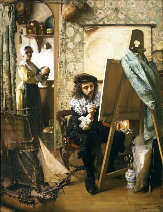 Artist in his studio