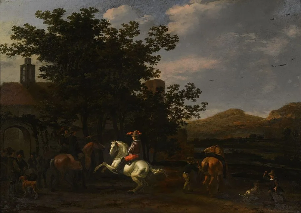 Riders near an inn