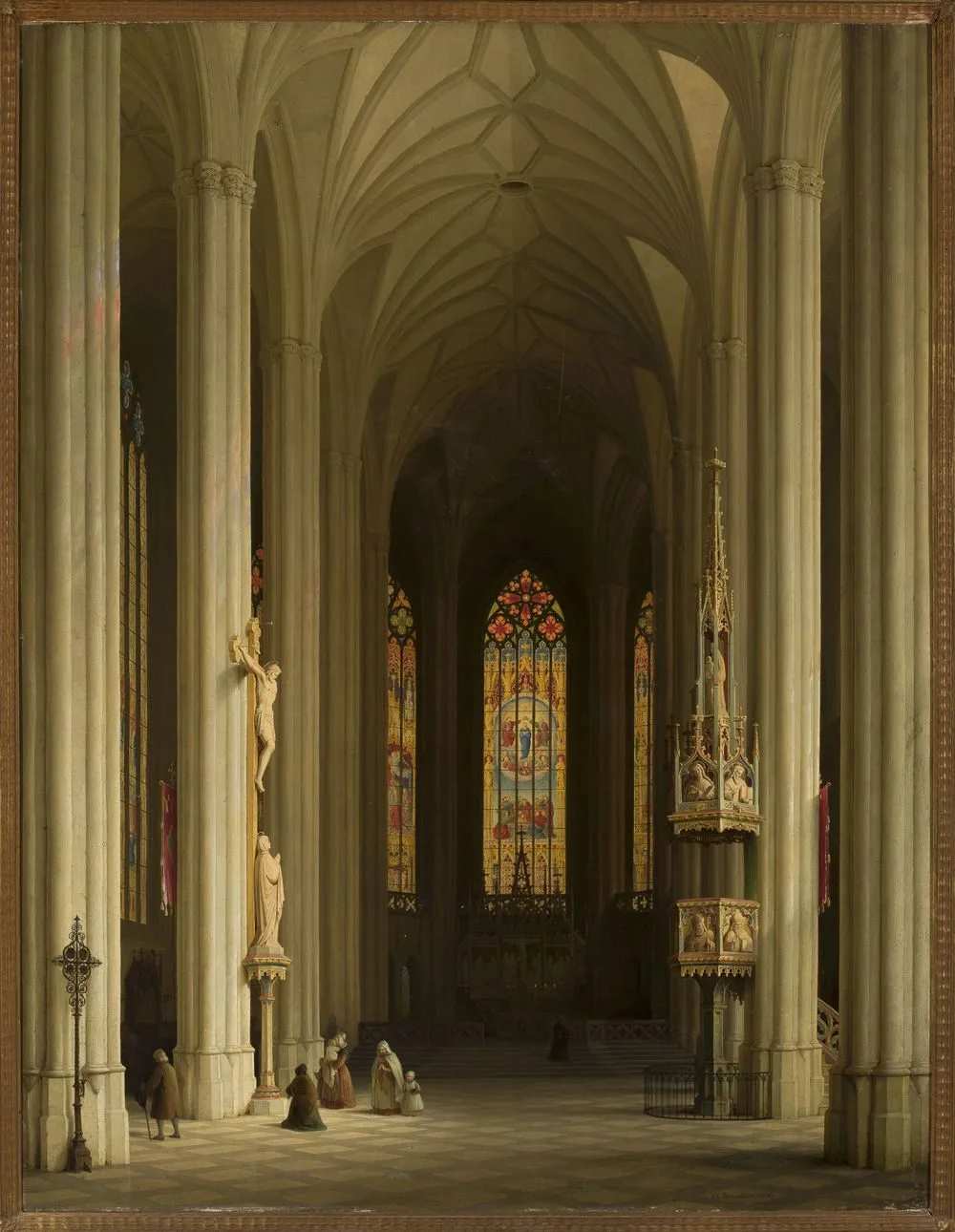 Interior of a Gothic church., Max Emanuel Ainmiller