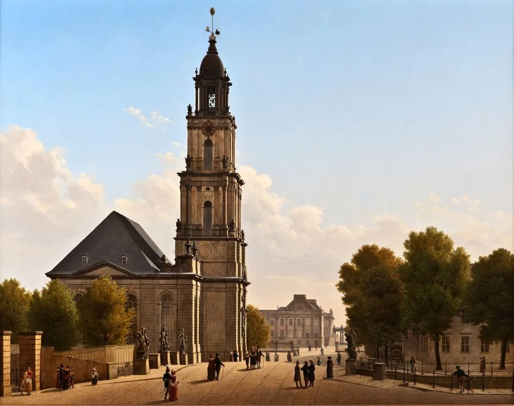 Potsdam, Garnisonkirche und Breite Brücke mit Blick auf das Stadtschloss, Carl Hasenpflug