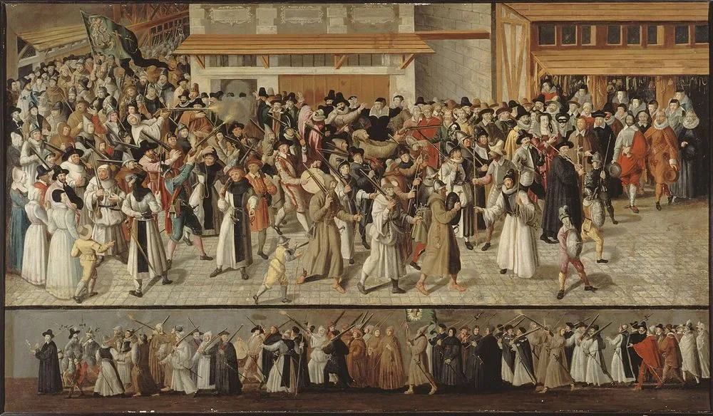 Procession de la Ligue sur l’île de la Cité, au sortir de Notre-Dame