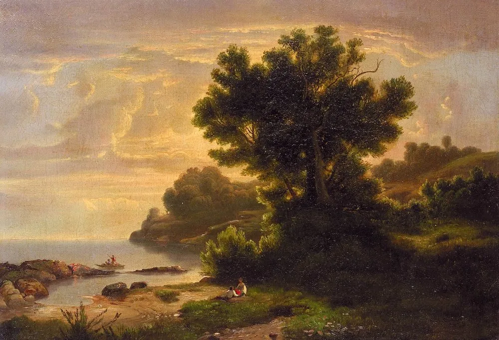 Landscape with Family by Lake, Robert Seldon Duncanson