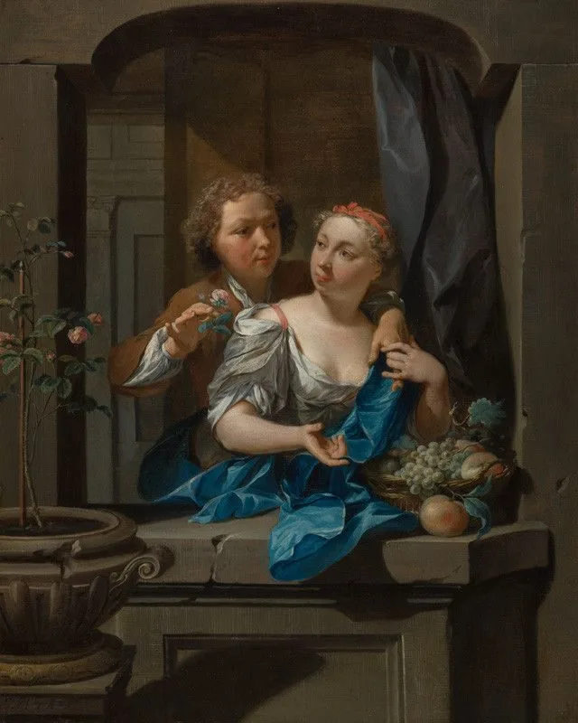 Young Man Presenting a Rose to a Young Woman, Q1702971