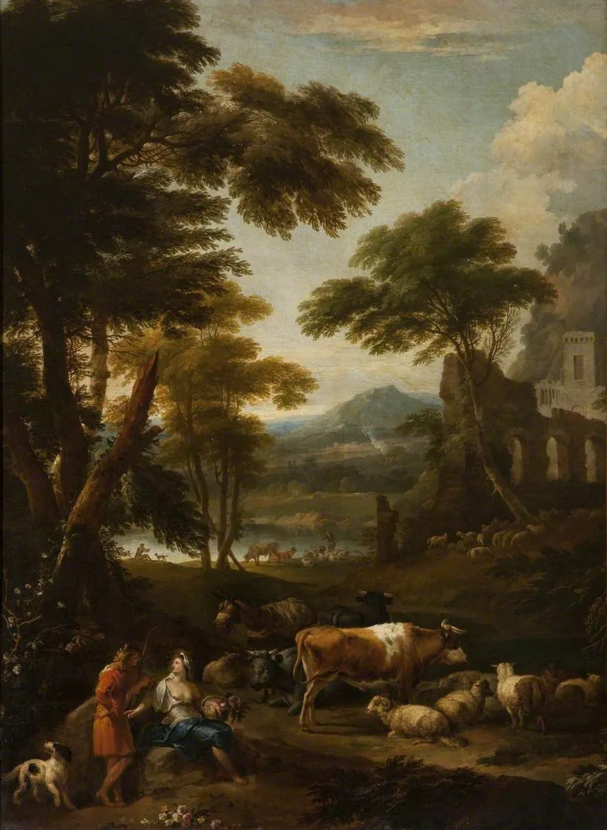 A Wooded Landscape with Figures, Jan Frans van Bloemen