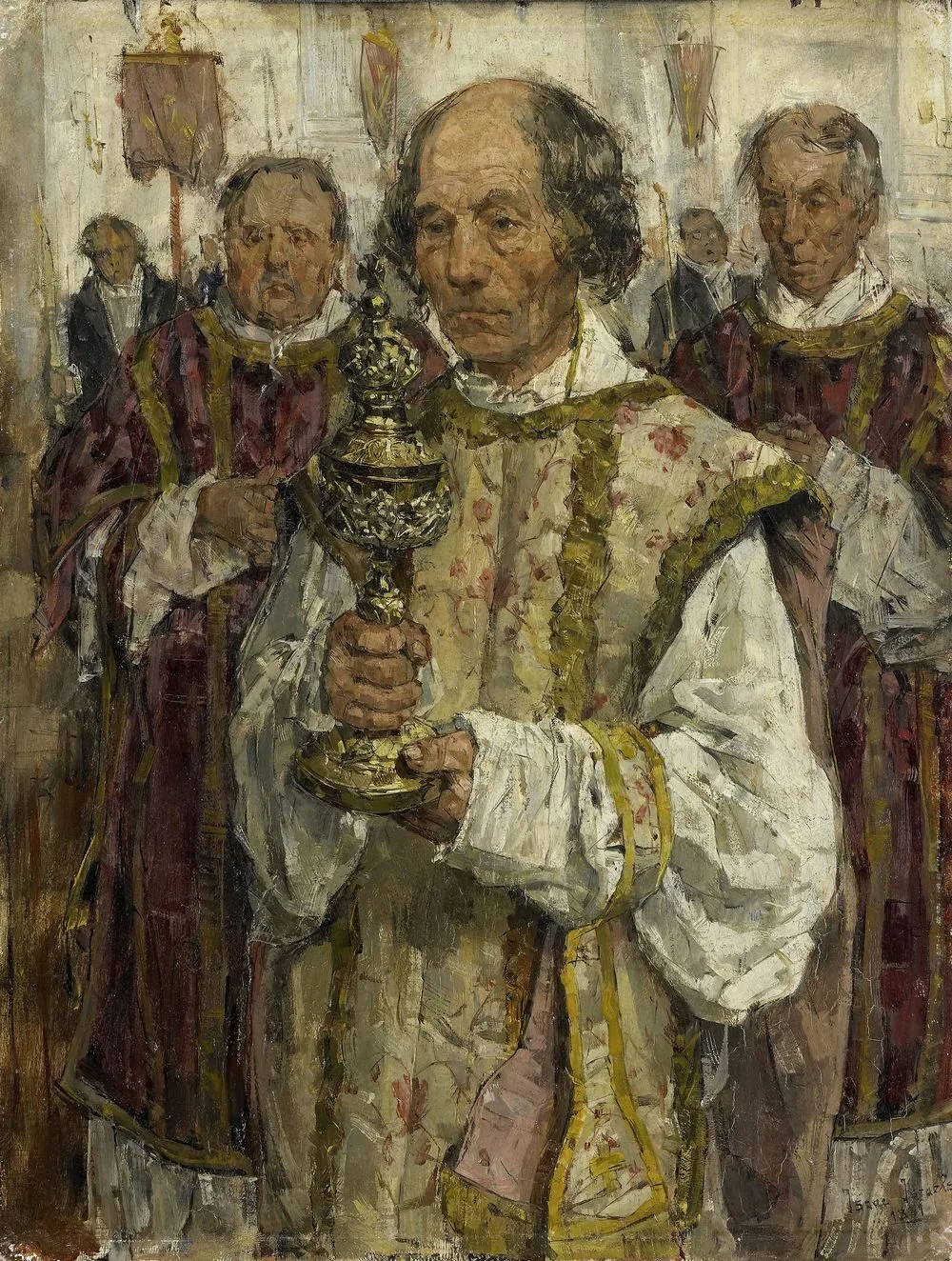 Procession in the Old Catholic Church in The Hague with priest Cornelis Hendrikus van Vlooten, Isaac Israëls