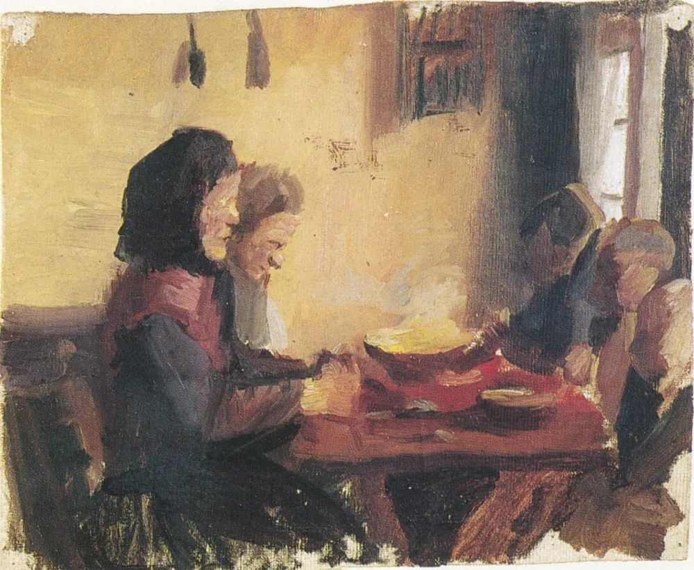 Saying Grace (HAF3069), Anna Ancher