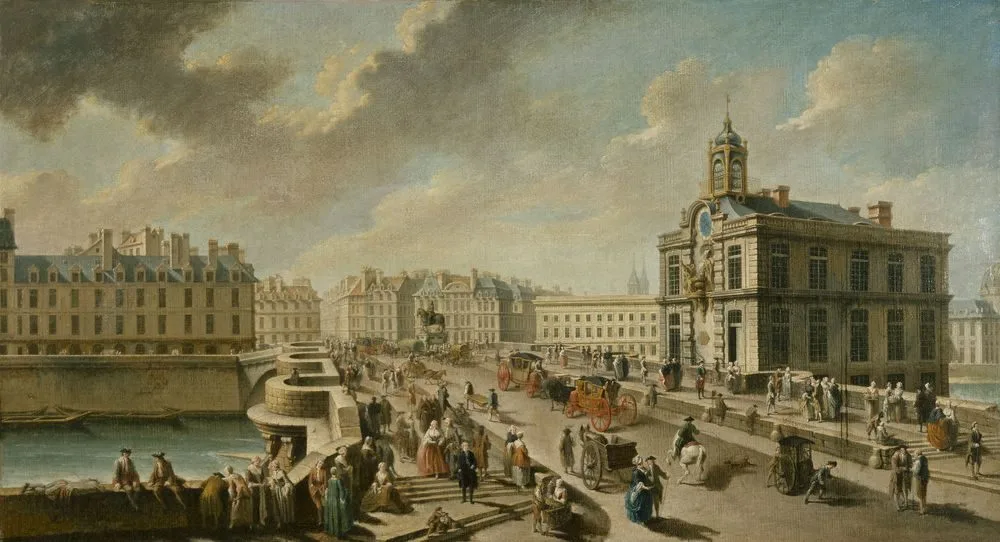 Le Pont-Neuf et la Pompe de la Samaritaine, vus du quai de la Mégisserie, Nicolas-Jean-Baptiste Raguenet