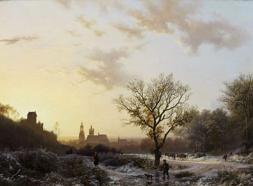 Winterlandschap, gezicht op Kleef, Barend Cornelis Koekkoek