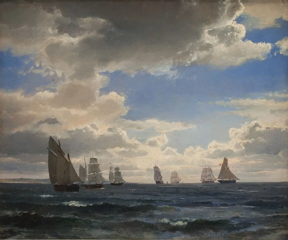 Sailing Ships in the Sound south of Kronborg, Carl Frederik Sørensen