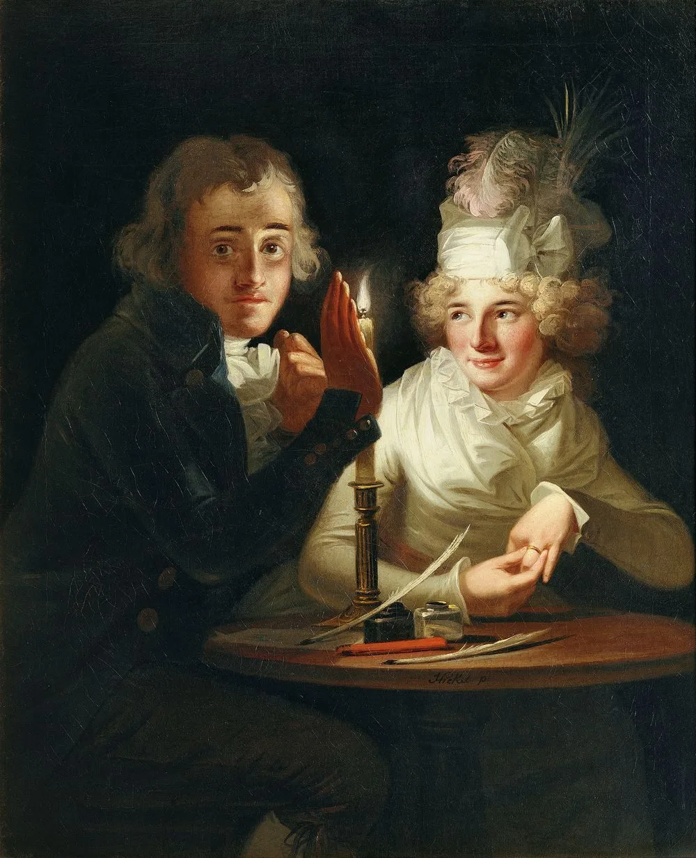 Engagement by candlelight, Anton Hickel