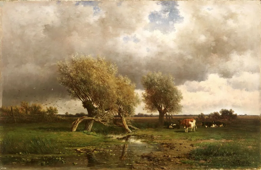 Cows under trees, Willem Roelofs